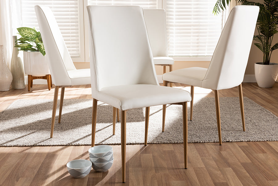 Baxton Studio Chandelle Modern And Contemporary White Faux Leather Upholstered Dining Chair (Set Of 4)