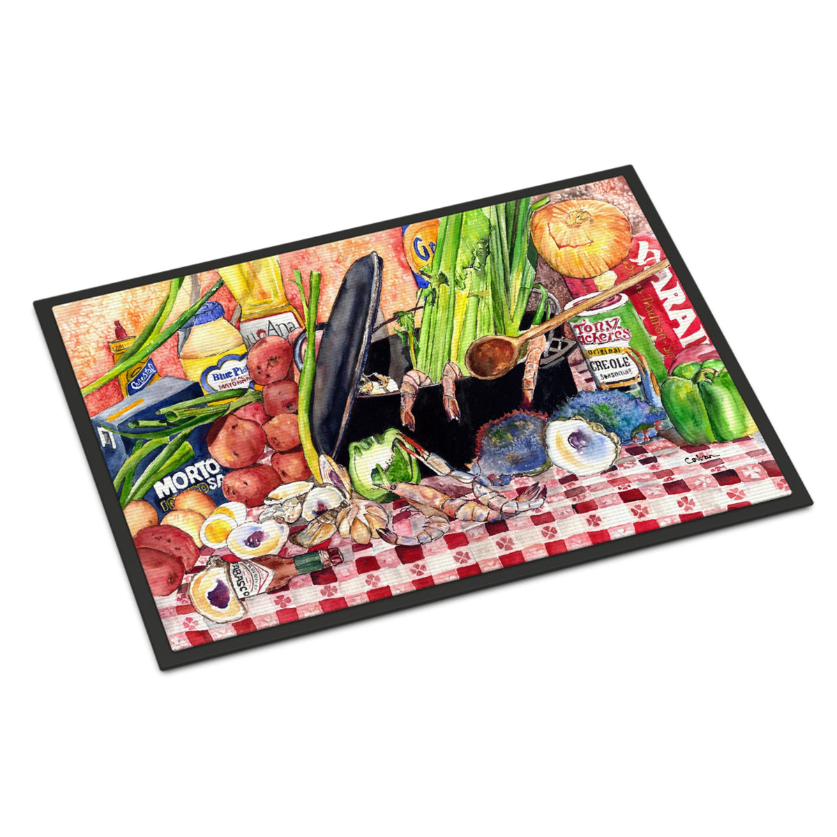CarolineS Treasures Gumbo And Potato Salad Indoor Or Outdoor Doormat, 18 Inch  Inch  X 27 Inch  Inch , Multicolor