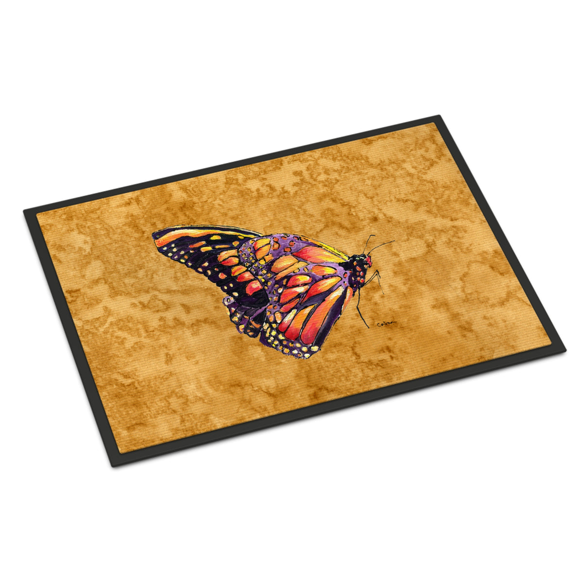 CarolineS Treasures Butterfly On Gold Indoor Or Outdoor Doormat, 18 Inch  Inch  X 27 Inch  Inch , Multicolor