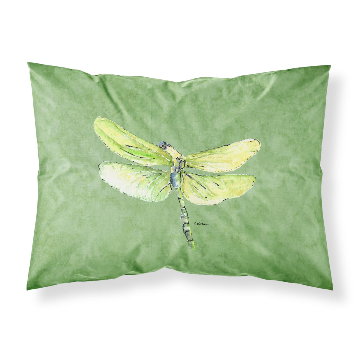 'Caroline'S Treasures 8864Pillowcase Dragonfly On Avocado Moisture Wicking Fabric Standard Pillowcase, Large, Multicolor'