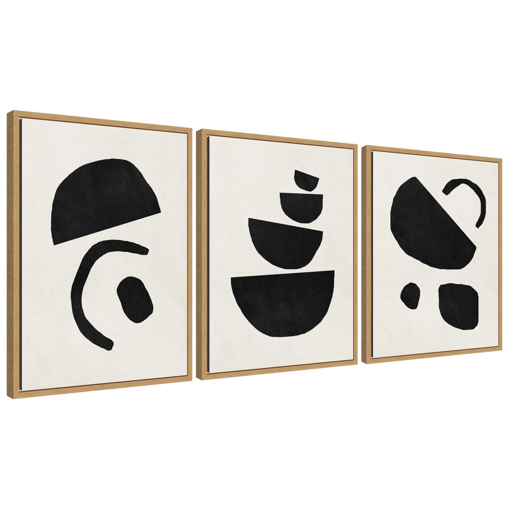 Sylvie Black Geometric Abstracts Framed Canvas Art Set by July Art Prints