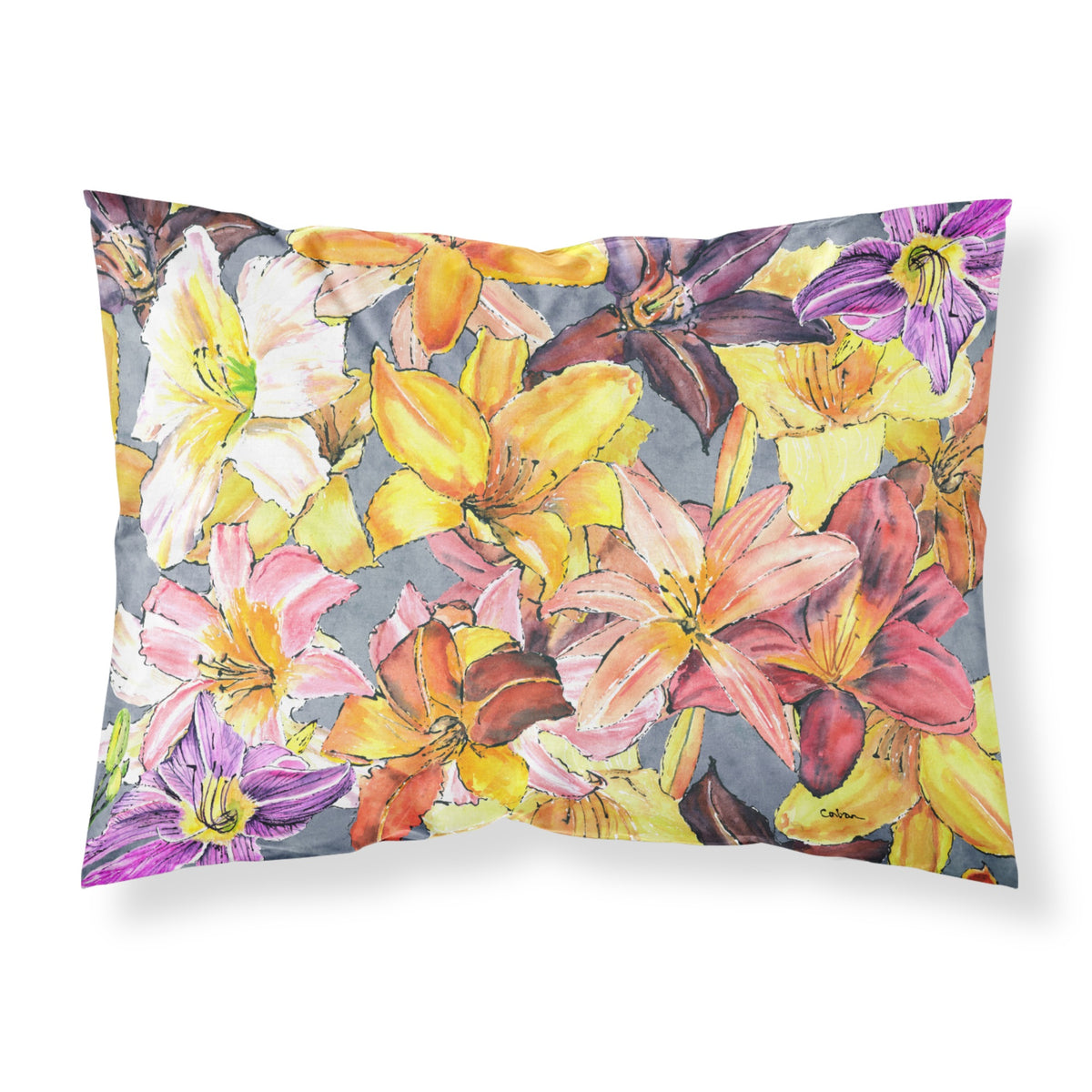 'Caroline'S Treasures 8892Pillowcase Day Lilies Moisture Wicking Fabric Standard Pillowcase, Large, Multicolor'