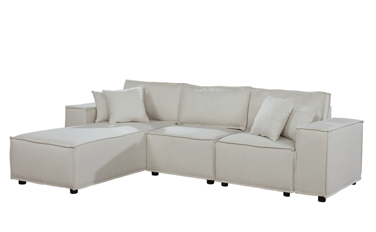 Harvey Collection European Style Modular Sectional Sofa With Reversible Chaise  Contemporary Small Space Living  Plush Cushion