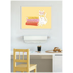 Book Lover Cat 4 by Krissy Mast Framed Canvas Wall Art Print