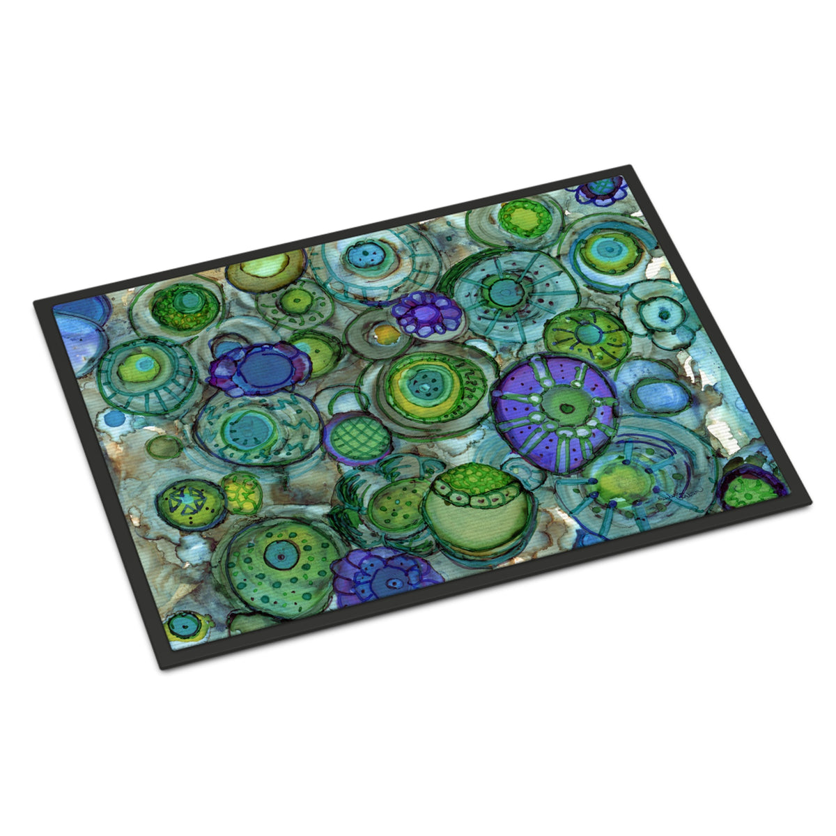 CarolineS Treasures Abstract In Blues And Greens Indoor Or Outdoor Mat 18X27 8962Mat, 18 Inch  Inch H X 27 Inch  Inch W, Multicolor