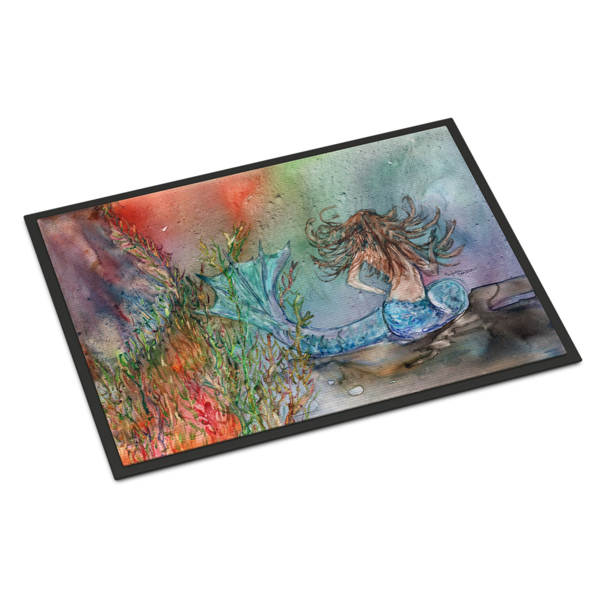 CarolineS Treasures Brunette Mermaid Water Fantasy Indoor Or Outdoor Mat 18X27 8972Mat, 18 Inch  Inch H X 27 Inch  Inch W, Multicolor