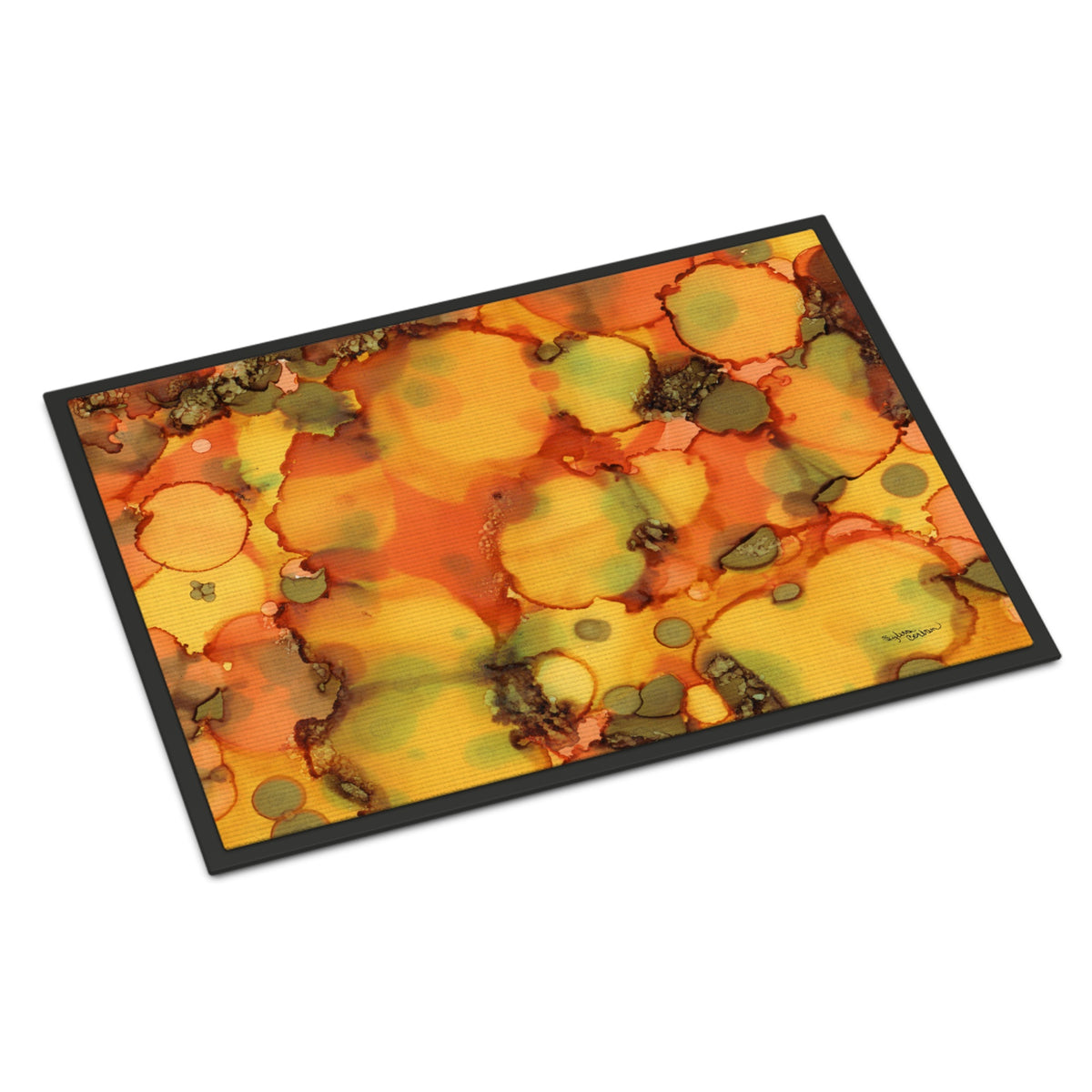 CarolineS Treasures Abstract In Orange And Greens Indoor Or Outdoor Mat 18X27 8976Mat, 18 Inch  Inch H X 27 Inch  Inch W, Multicolor