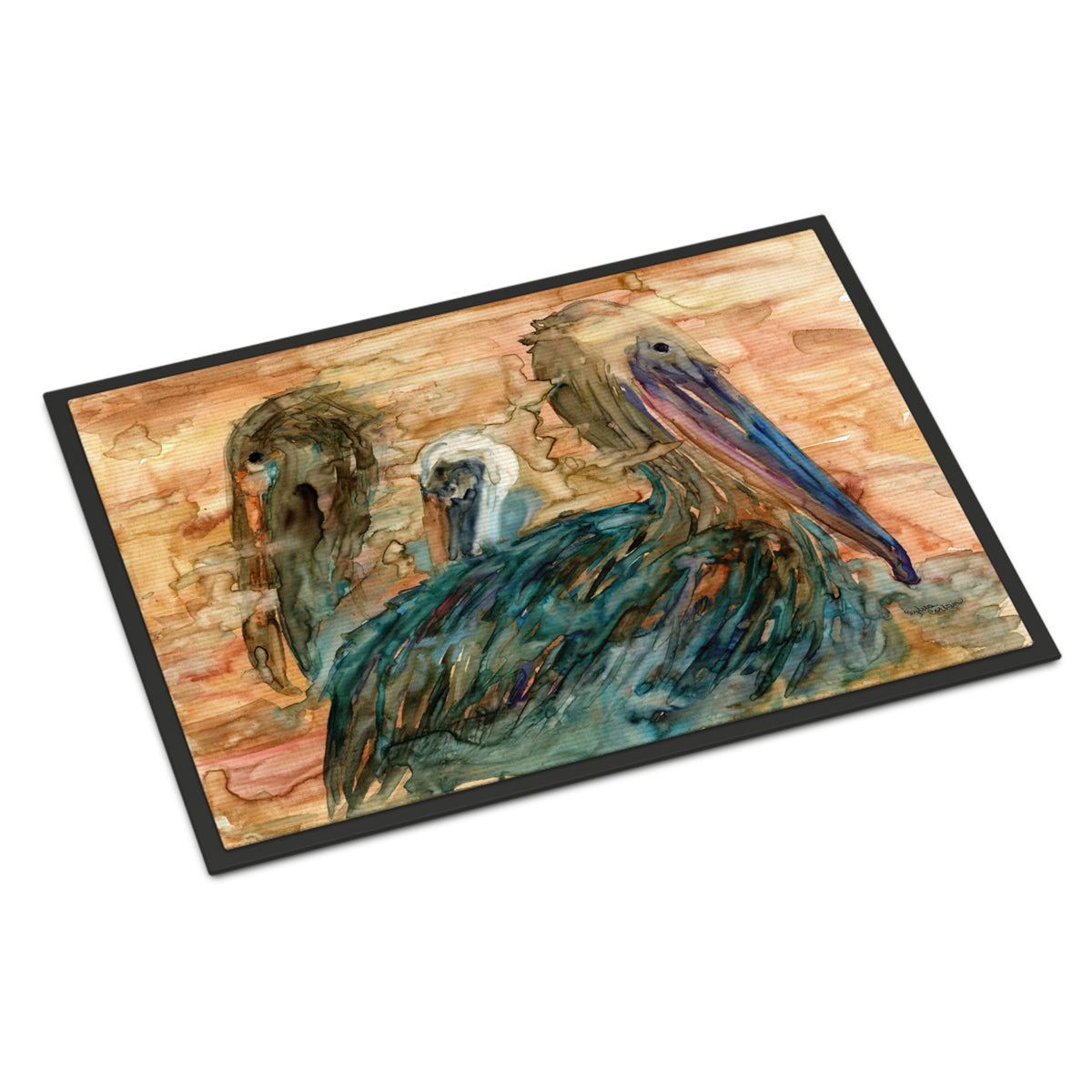 CarolineS Treasures Abstract Pelicans Indoor Or Outdoor Mat 18X27 8977Mat, 18 Inch  Inch H X 27 Inch  Inch W, Multicolor