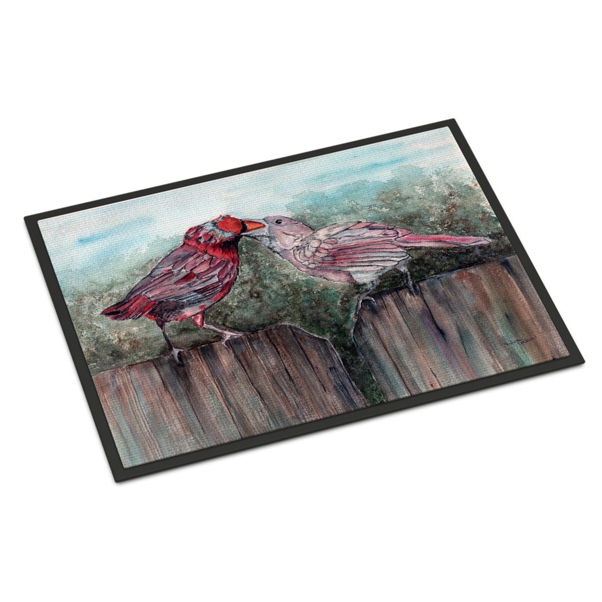 CarolineS Treasures Red Bird Feeding Indoor Or Outdoor Mat 24X36 8981Jmat, 24 Inch  Inch H X 36 Inch  Inch W, Multicolor