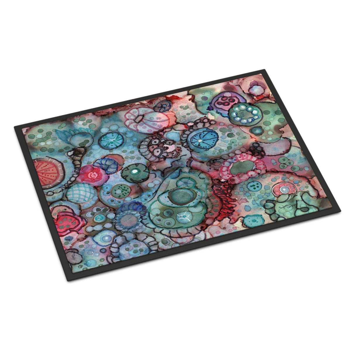 CarolineS Treasures Abstract In Reds And Blues Indoor Or Outdoor Mat 24X36 8982Jmat, 24 Inch  Inch H X 36 Inch  Inch W, Multicolor