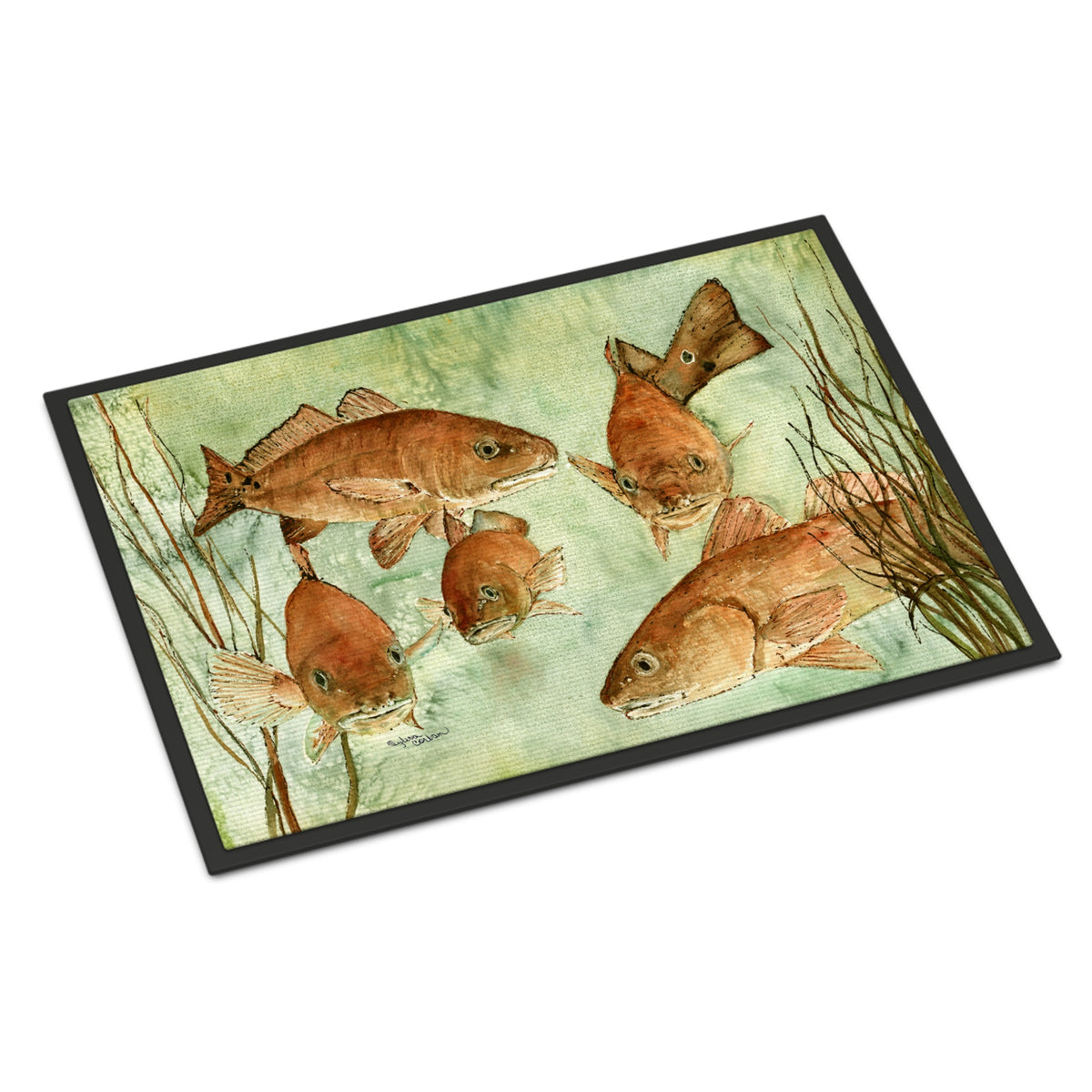CarolineS Treasures Red Fish Swim Indoor Or Outdoor Mat 18X27 8983Mat, 18 Inch  Inch H X 27 Inch  Inch W, Multicolor
