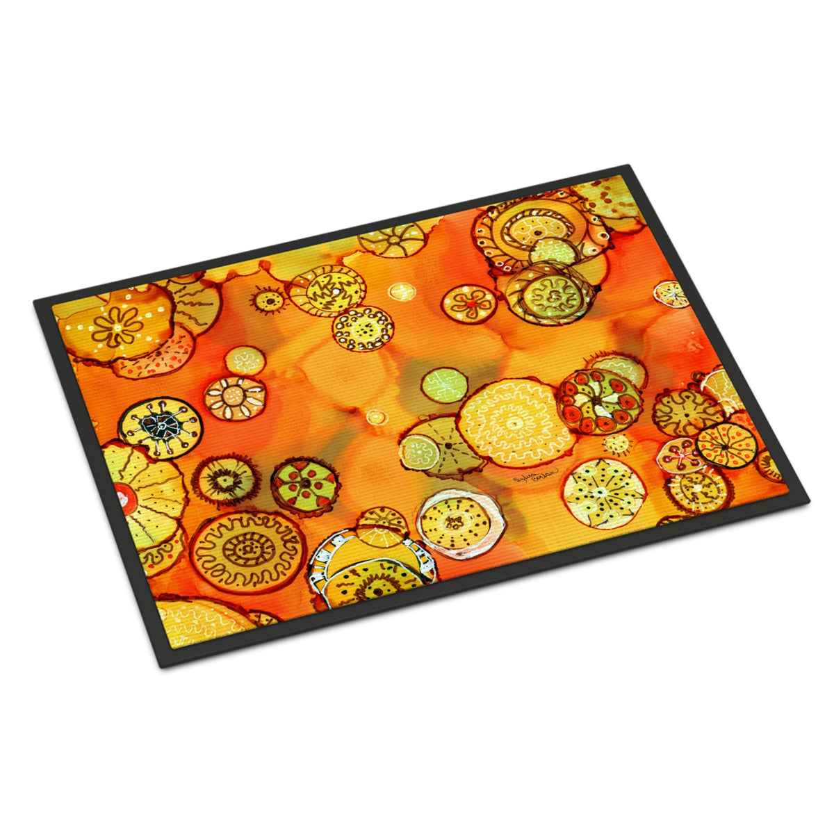CarolineS Treasures Abstract Flowers In Oranges And Yellows Indoor Or Outdoor Mat 18X27 8987Mat, 18 Inch  Inch H X 27 Inch  Inch W, Multicolor