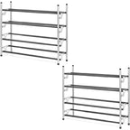 4-Tier Adjustable Freestanding Shoe Rack with Flat or Angled Shelves, Chrome Finish