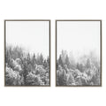 Sylvie Forest On A Foggy Day Black and White Framed Canvas Set by The Creative Bunch Studio