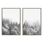 Sylvie Forest On A Foggy Day Black and White Framed Canvas Set by The Creative Bunch Studio