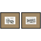Vintage Postcard Florence & Venice 2 Piece Framed Wall Art Print Set by Teju Reval Brown Mat