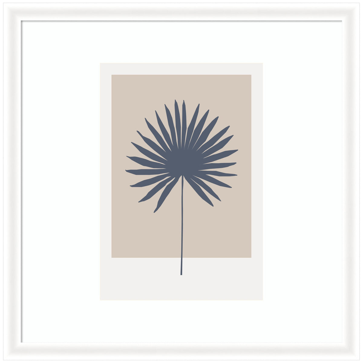 Muted Tan and Blue Colorblock Botanical Palm by The Creative Bunch Studio Framed Wall Art Print