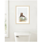 Bear in Cottage Green Bath by Amy Peterson Framed Wall Art Print