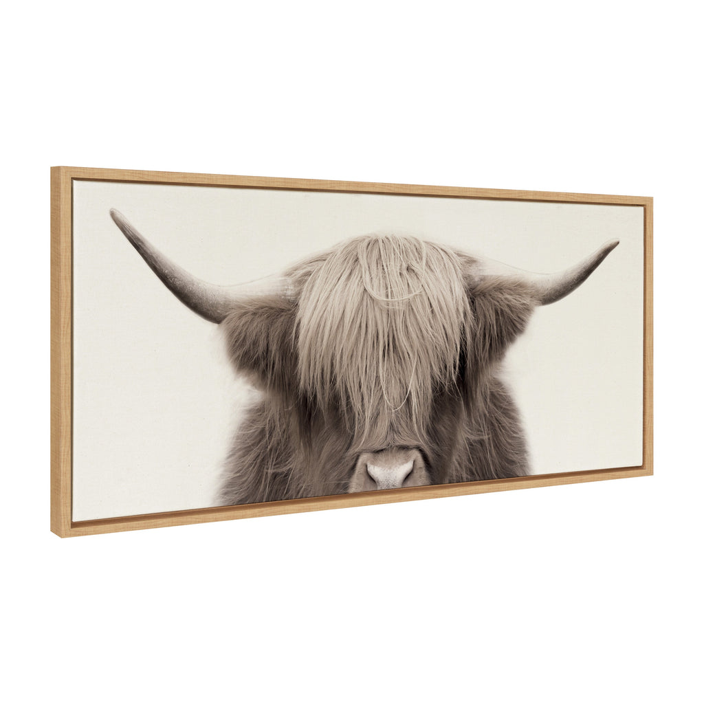 Sylvie Hey Dude Highland Cow Color Framed Canvas by The Creative Bunch Studio