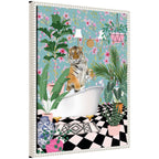 Sylvie Beaded Maximalist Tiger Bath Framed Canvas by Honey Island Studio