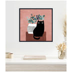 AR Black Cat No. 17 by Planet Cat Framed Canvas Wall Art Print
