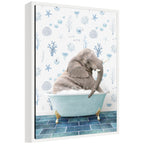 Sylvie Young Elephant in Under the Sea Bathtub Framed Canvas by Amy Peterson