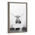 Blake Longhorn BW Bathroom Framed Printed Glass by Amy Peterson Art Studio