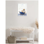Sylvie Tiger in Eclectic Blue Bathtub Framed Canvas by Amy Peterson
