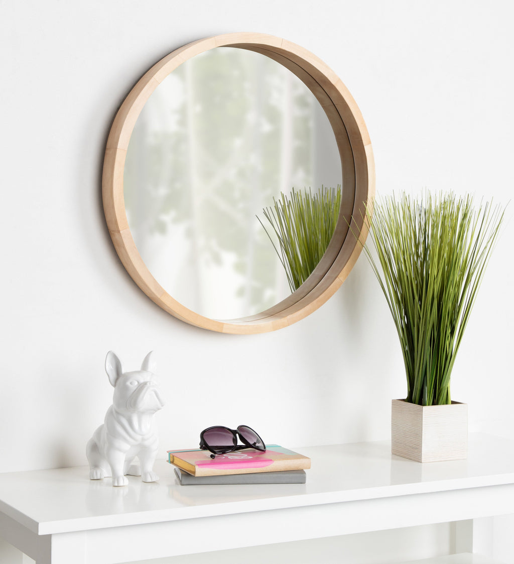 Hutton Round Wood Wall Mirror