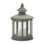 Melrose Decorative Candle Lantern, 13.75' D X 20' H, Metal And Glass, Grey, Holiday Season Decor