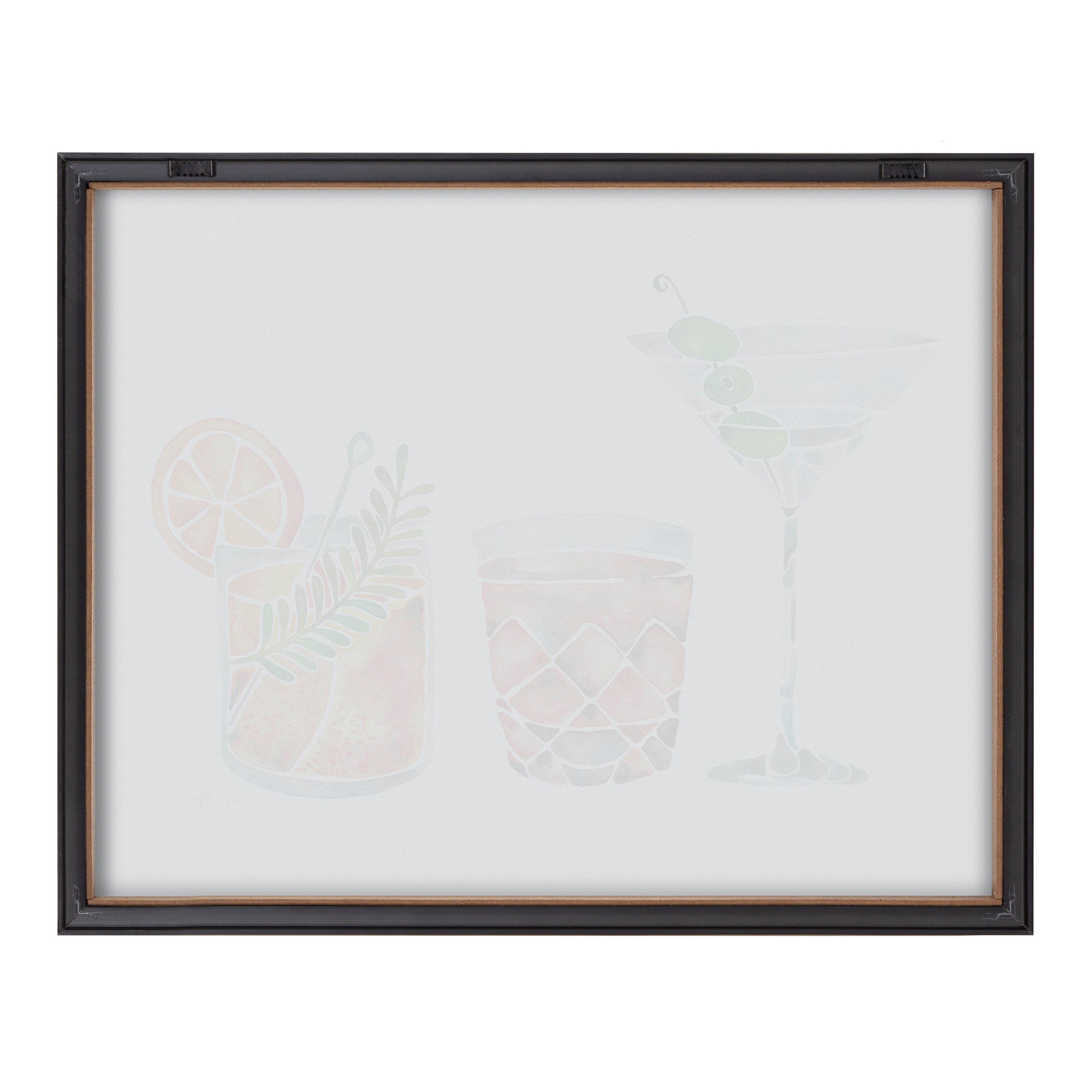 Blake Classic Cocktails Framed Printed Glass by Cat Coquillette