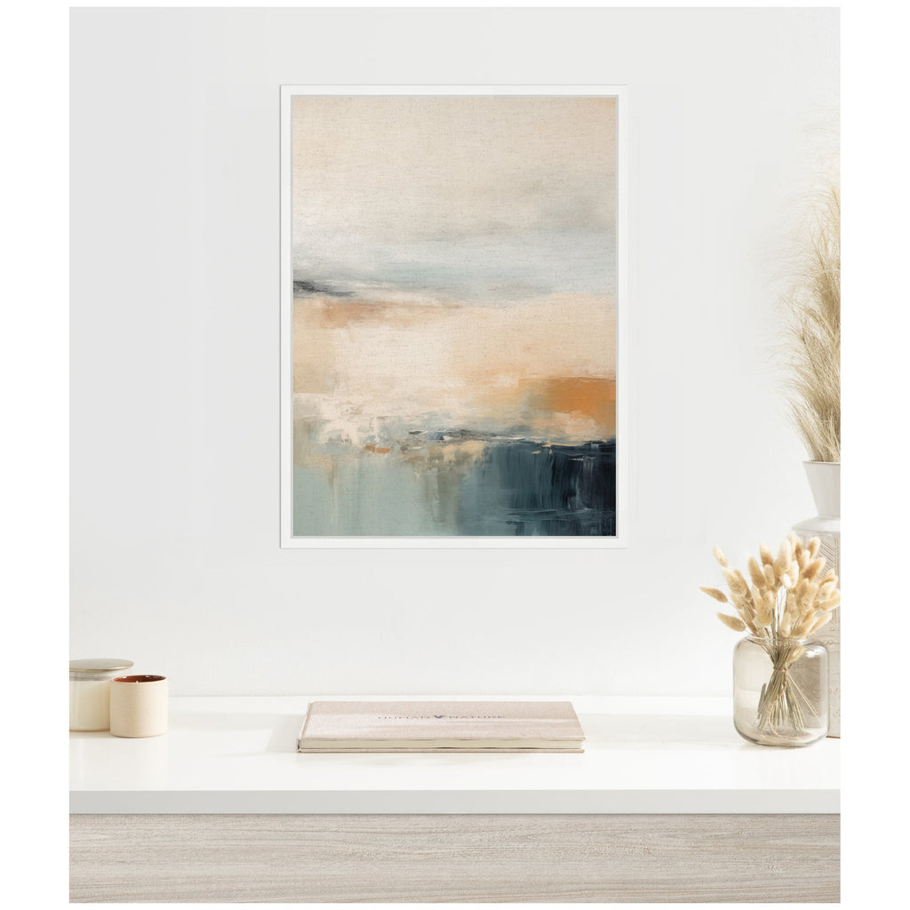 Blue Beach Ocean Coastal Abstract 3 by The Creative Bunch Studio Framed Canvas Wall Art Print