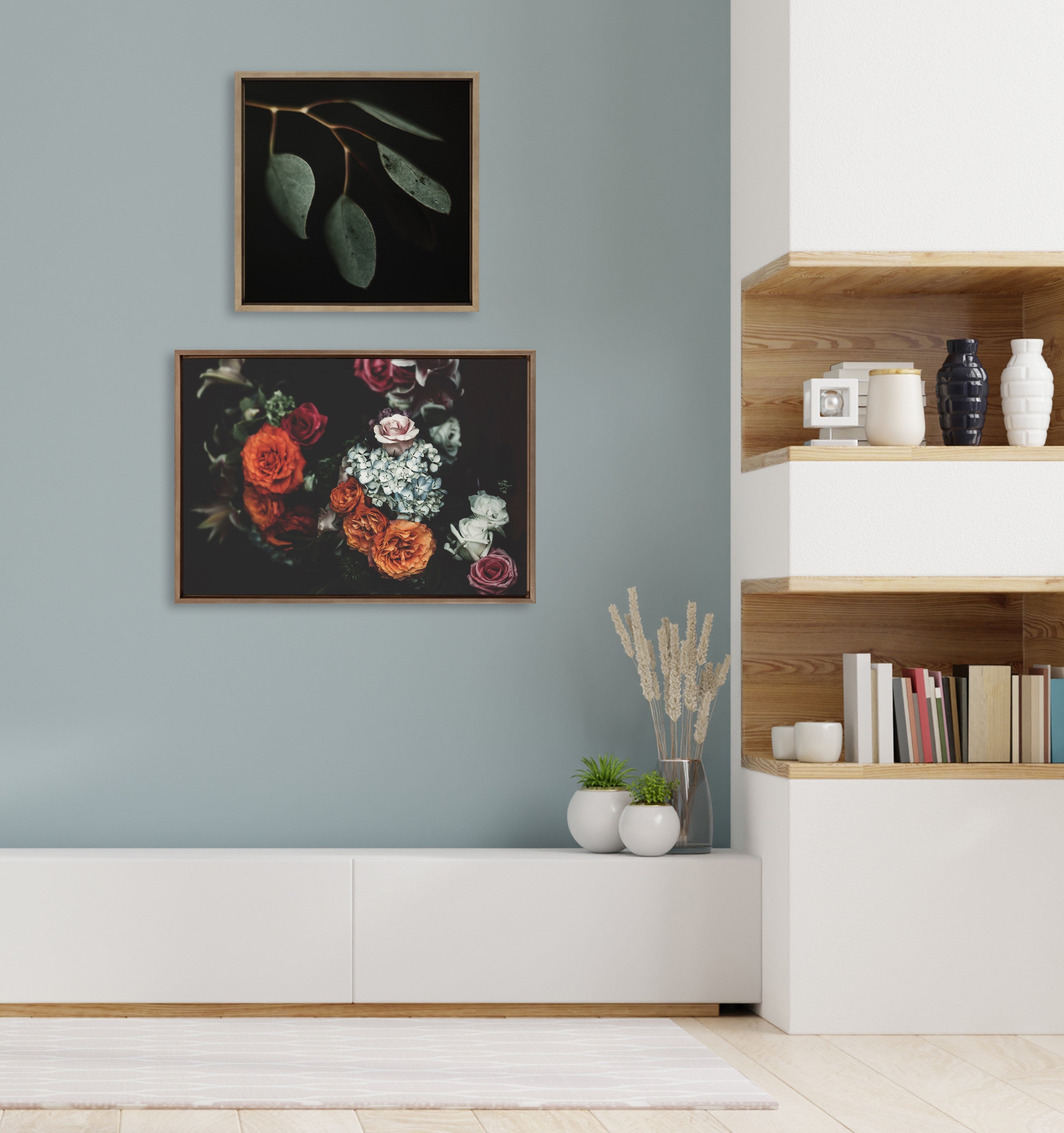 Sylvie Eucalyptus Leaves Framed Canvas by Alicia Abla