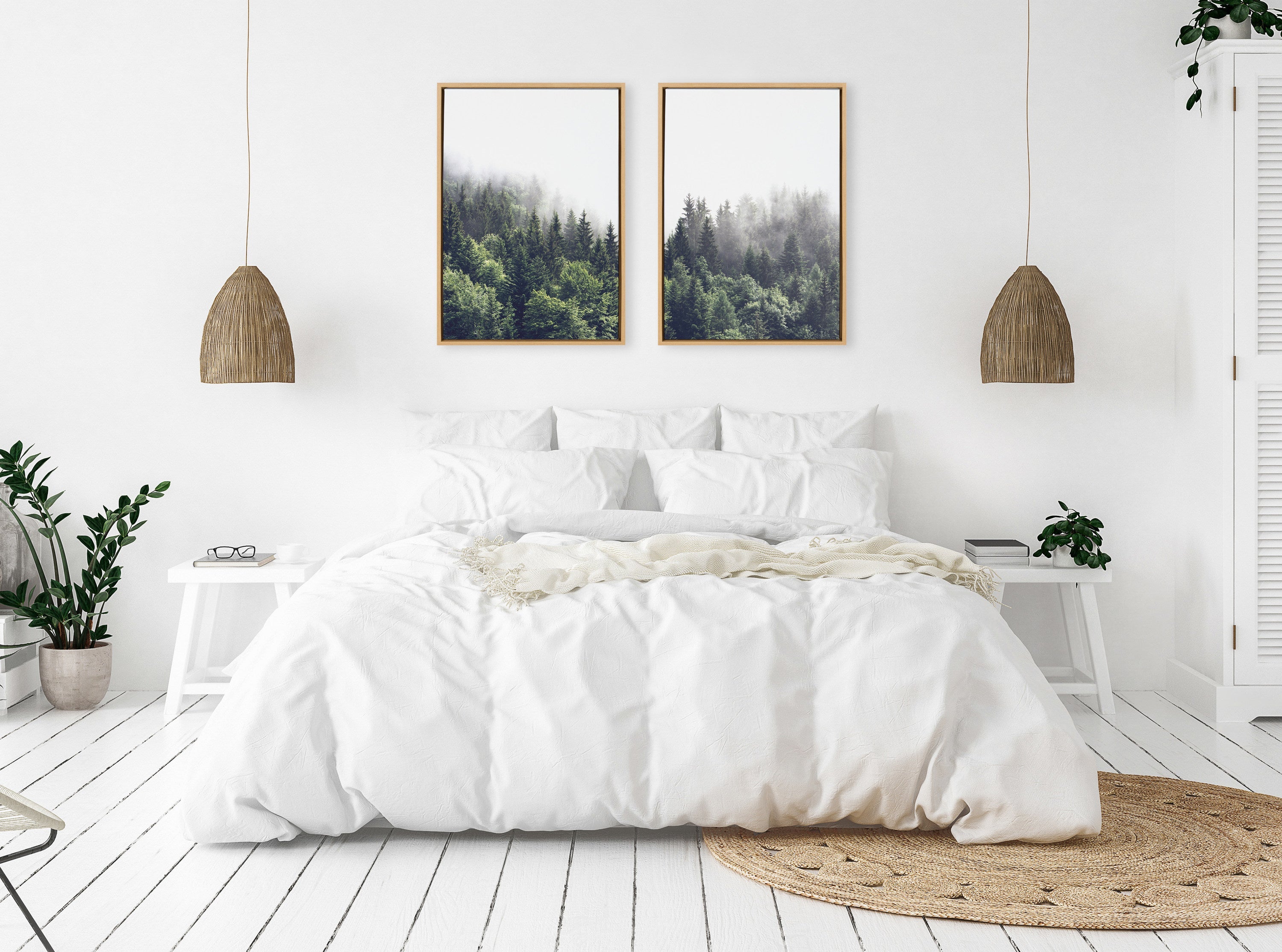 Sylvie Lush Green Forest on a Foggy Day Framed Canvas Set by The Creative Bunch Studio