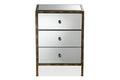 Baxton Studio Nouria Modern and Contemporary Hollywood Regency Glamour Style Mirrored 3-Drawer End Table