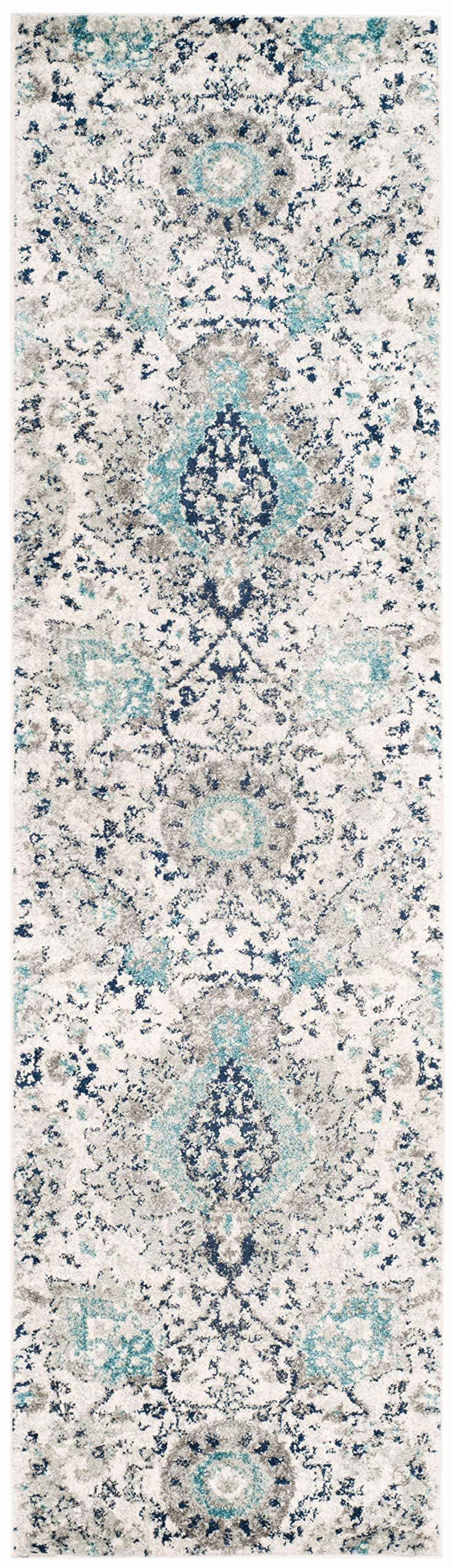 Safavieh Madison Collection Runner Rug - 2'3'' X 20', Cream & Light Grey, Boho Chic Glam Paisley Design, Non-Shedding & Easy Car