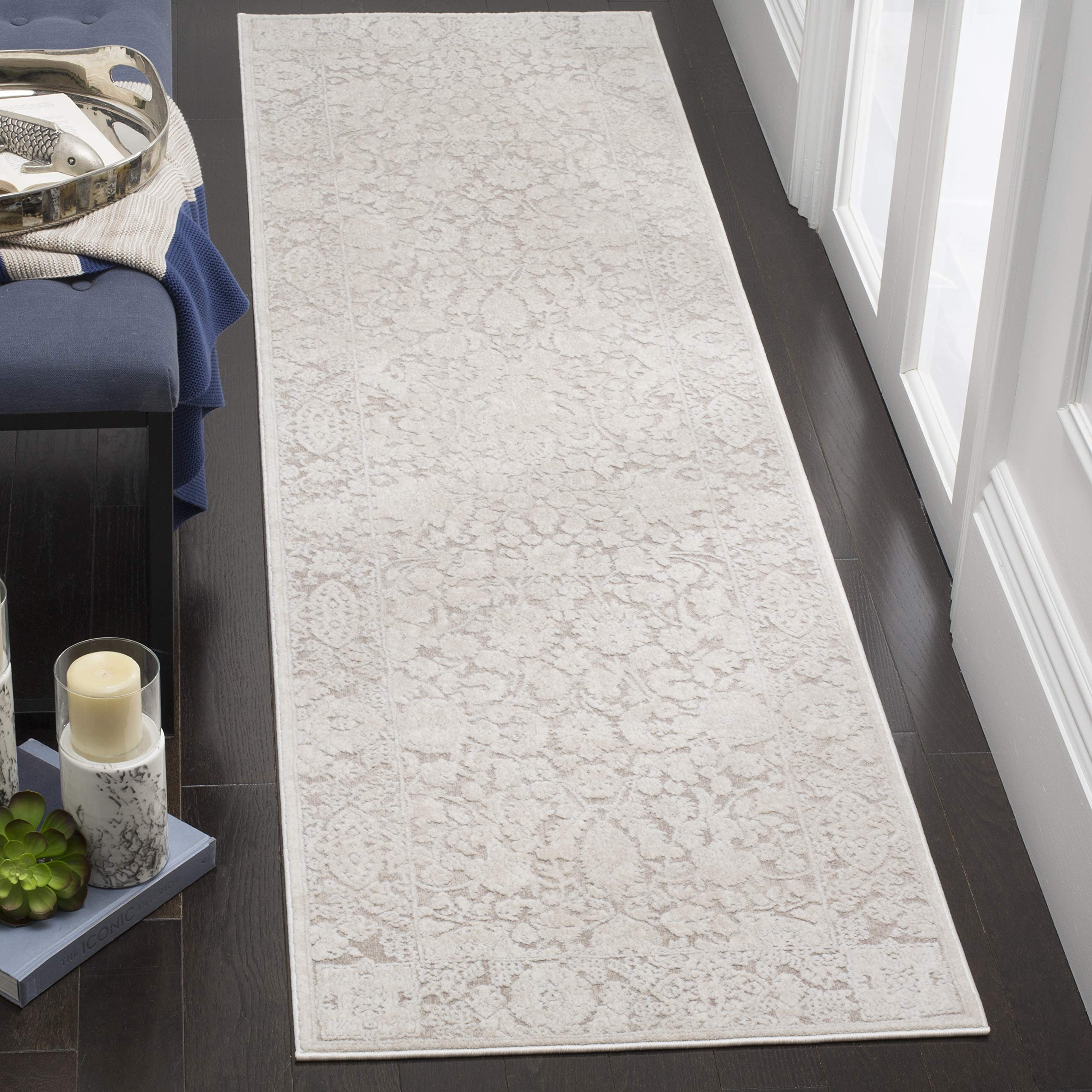 SAFAVIEH Reflection Collection Runner Rug - 23 x 6, Beige & Cream, Boho Tribal Distressed Design, Non-Shedding & Easy Care, Id