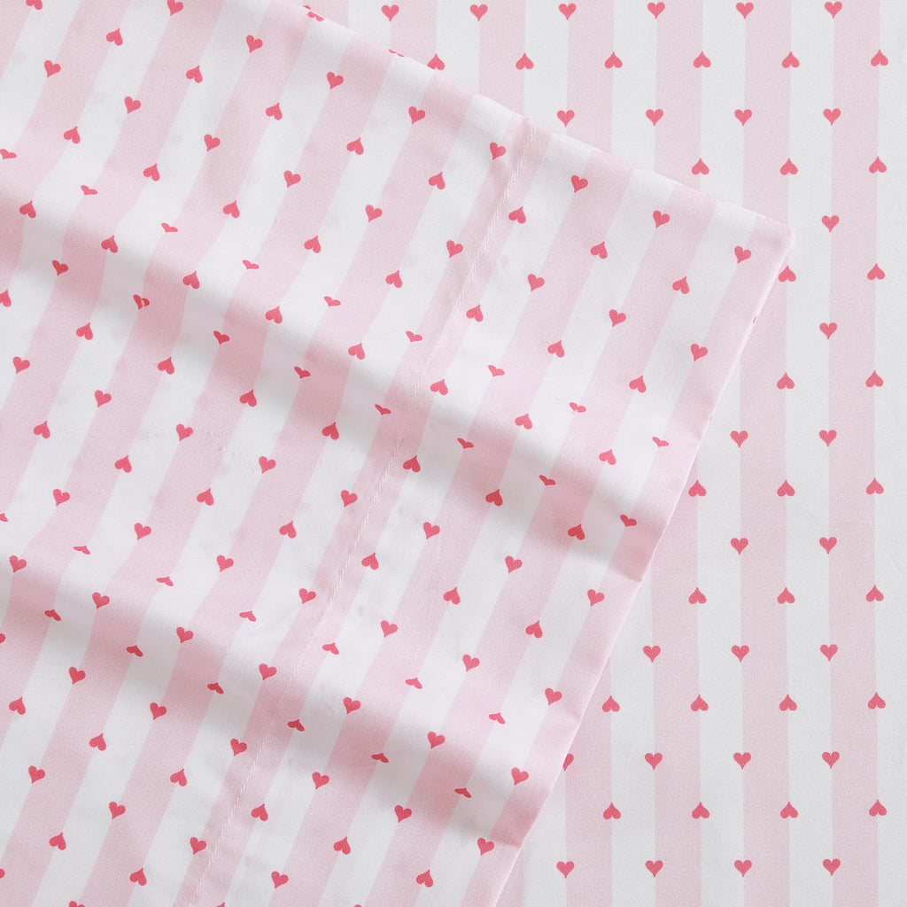 Betsey Johnson - King Bed Sheets, Soft & Lightweight Bedding, Fade & Wrinkle Resistant (Wonderland Stripe Pink, King)