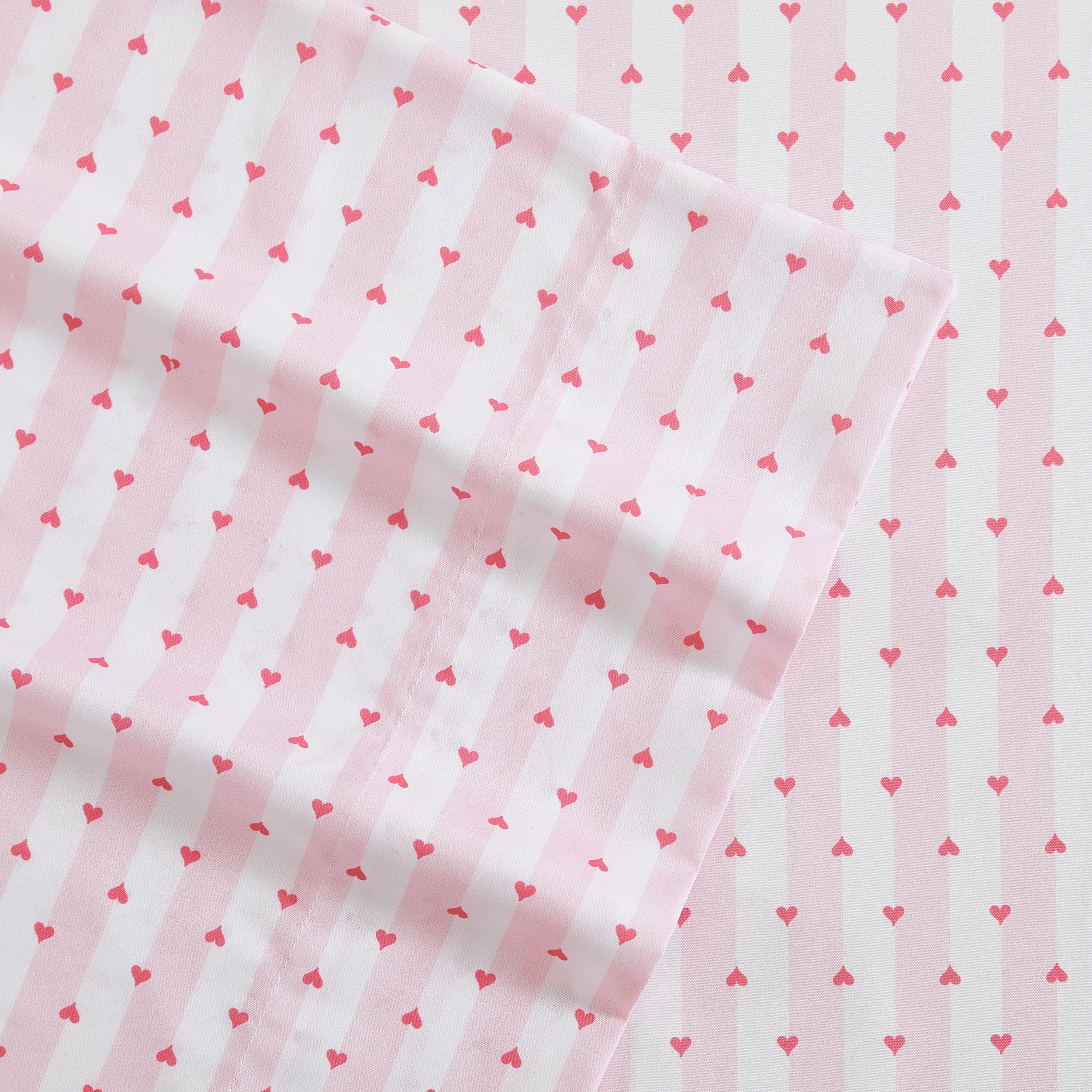 Betsey Johnson - King Bed Sheets, Soft & Lightweight Bedding, Fade & Wrinkle Resistant (Wonderland Stripe Pink, King)