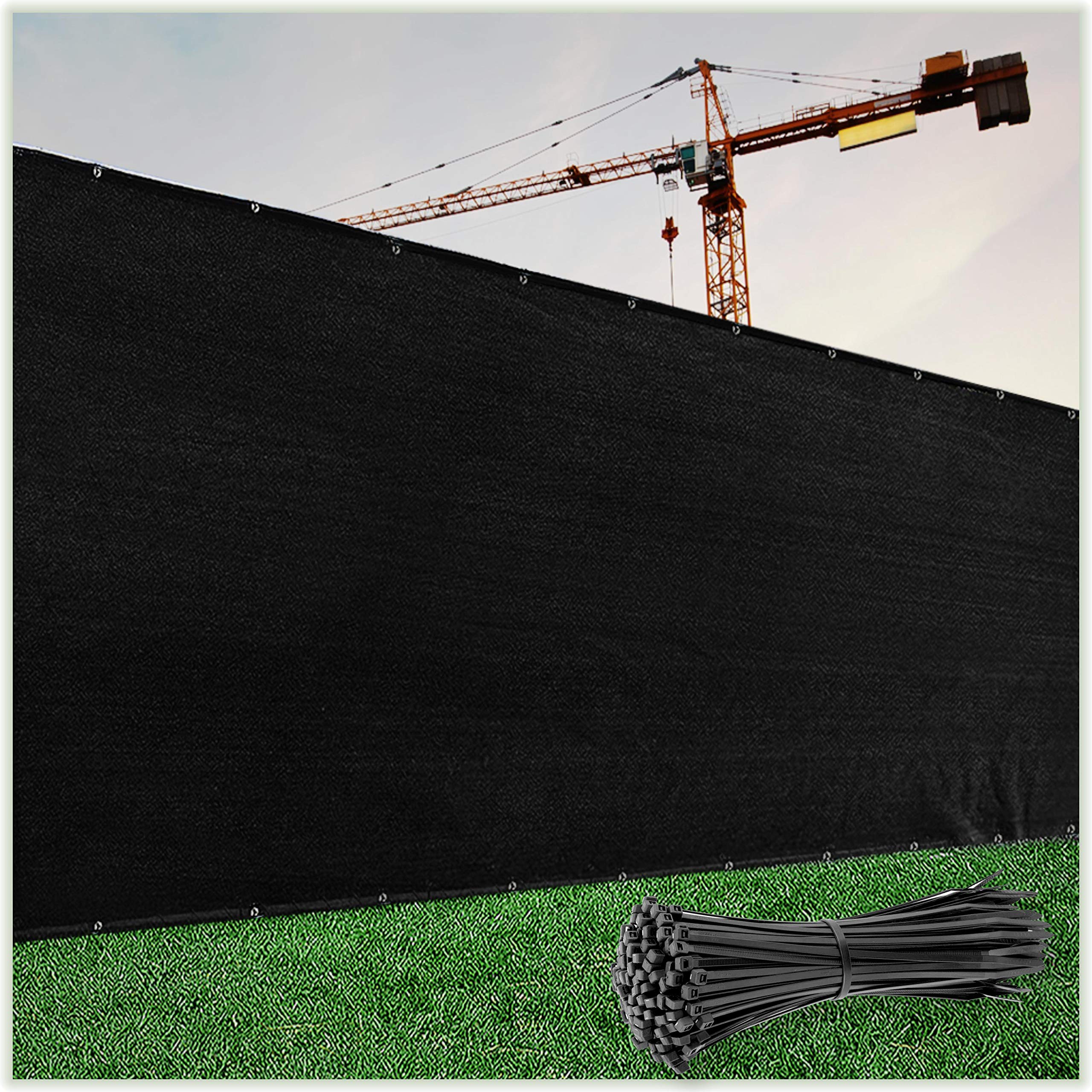 Colourtree Customized Size Fence Screen Privacy Screen Black 6' X 104' - Commercial Grade 170 Gsm - Heavy Duty - 3 Years Warrant