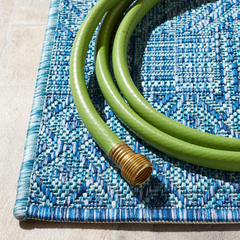 Safavieh Courtyard Collection 5'3' X 7'7' Aqua/Navy Cy8235 Indoor/ Outdoor Patio Backyard Mudroom Area Rug