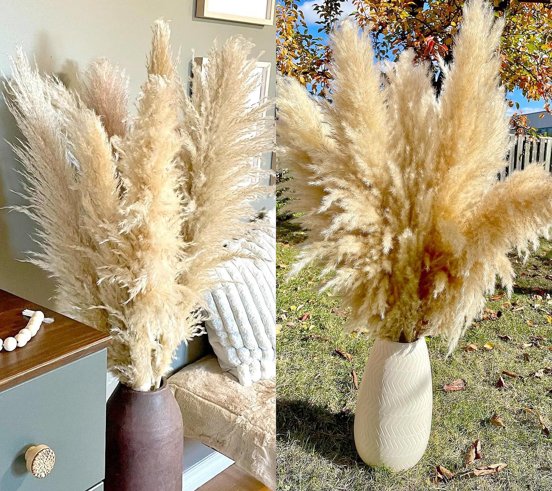 40 inch 20 Stems Natural Pampas Grass Decor Tall, Pompas Grass, Tall Pampas Grass for Wedding, Party, Farmhouse, Boho Home Decor