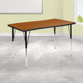 Flash Furniture 28W x 47.5L Rectangular Wave Collaborative Oak Thermal Laminate Activity Table - Standard Height Adjustable Legs