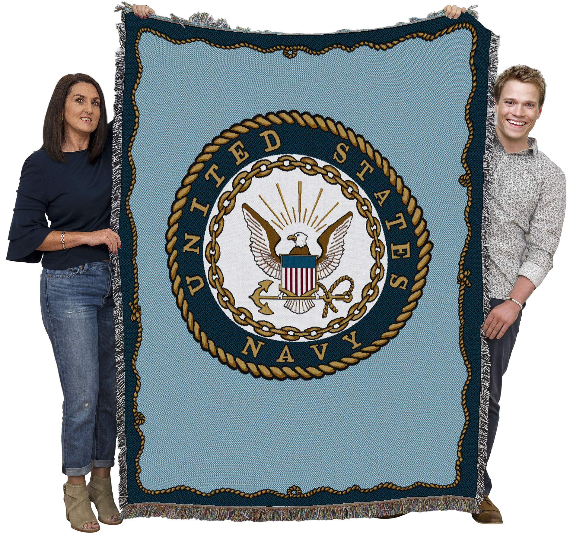 Pure Country Weavers Pcw - Us Navy - Emblem Blanket - Gift Military Tapestry Throw Woven From Cotton - Made In The Usa (72X54)
