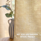Miulee Tan Brown Faux Linen Textured Semi Sheer Curtains 2 Panels Set For Bedroom Living Room, Light Filtering Privacy Curtains