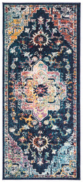 SAFAVIEH Crystal Collection Accent Rug - 22 x 5, Navy & Fuchsia, Distressed Design, Non-Shedding & Easy Care, Ideal for High T