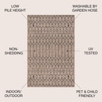 Jonathan Y Smb108D-6Sq Ourika Moroccan Geometric Textured Weave Indoor/Outdoor Area Rug, Bohemian, Scandinavian For Bedroom, Kitchen, Living Room, Easy-Cleaning, Natural/Black, 6' Square