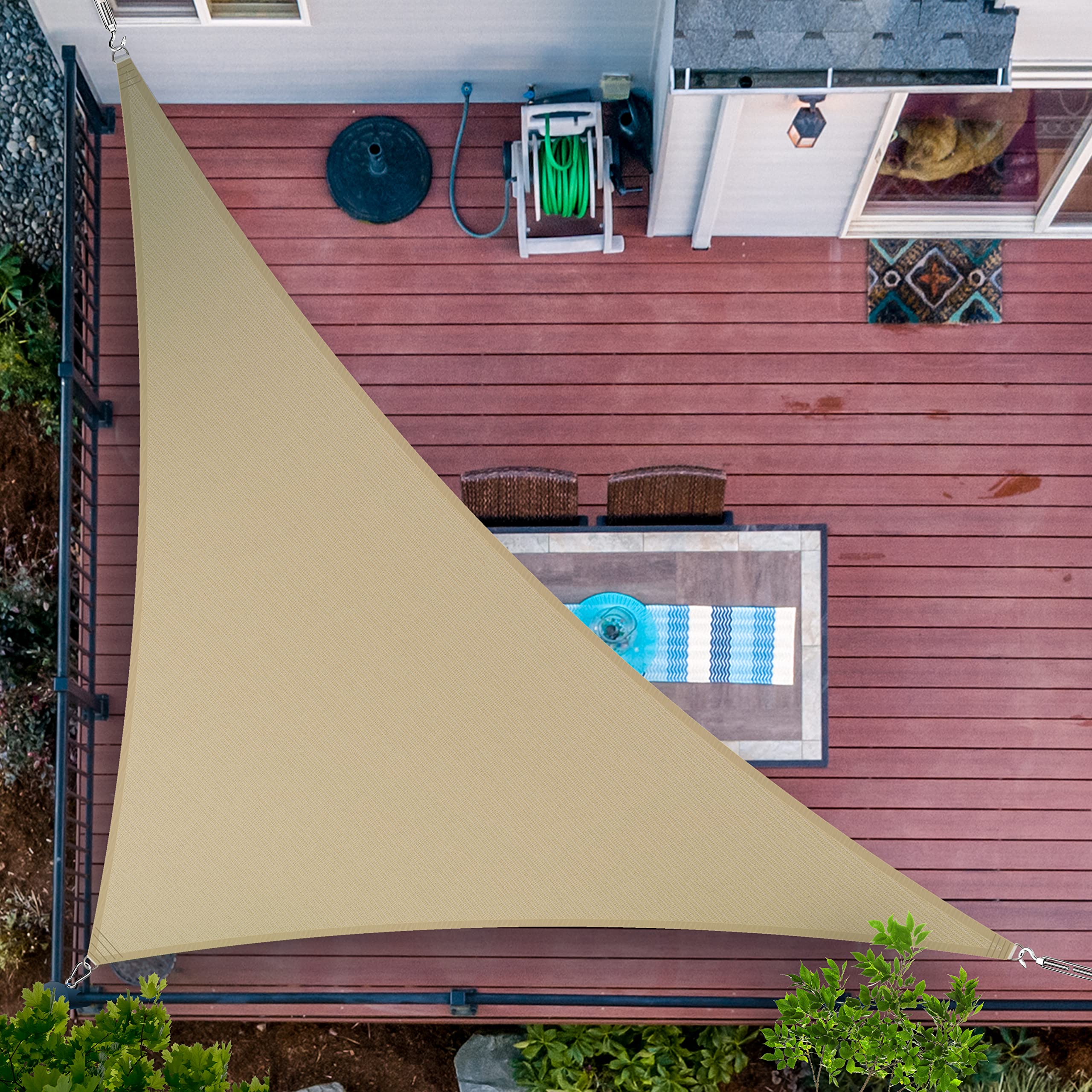 Shademart 11' X 13' X 17' Sand Beige Sun Shade Sail Upf50 Right Triangle Smtapt18 Canopy Fabric Cloth Screen, Water Air Permeabl