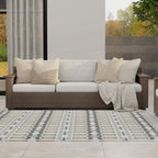 Mad Mats Geometric 5X8 Grey & White Outdoor Rug, Reversible Plastic Mat For Patio, Porch, Poolside, Mudroom, Camping, Rv, Deck