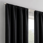 Eclipse Kendall Modern Blackout Thermal Rod Pocket Window Curtain For Bedroom Or Living Room (1 Panel), 42 X 54, Black